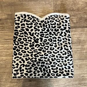 Express Snow Leopard Print Black and White Sweater Tube Top